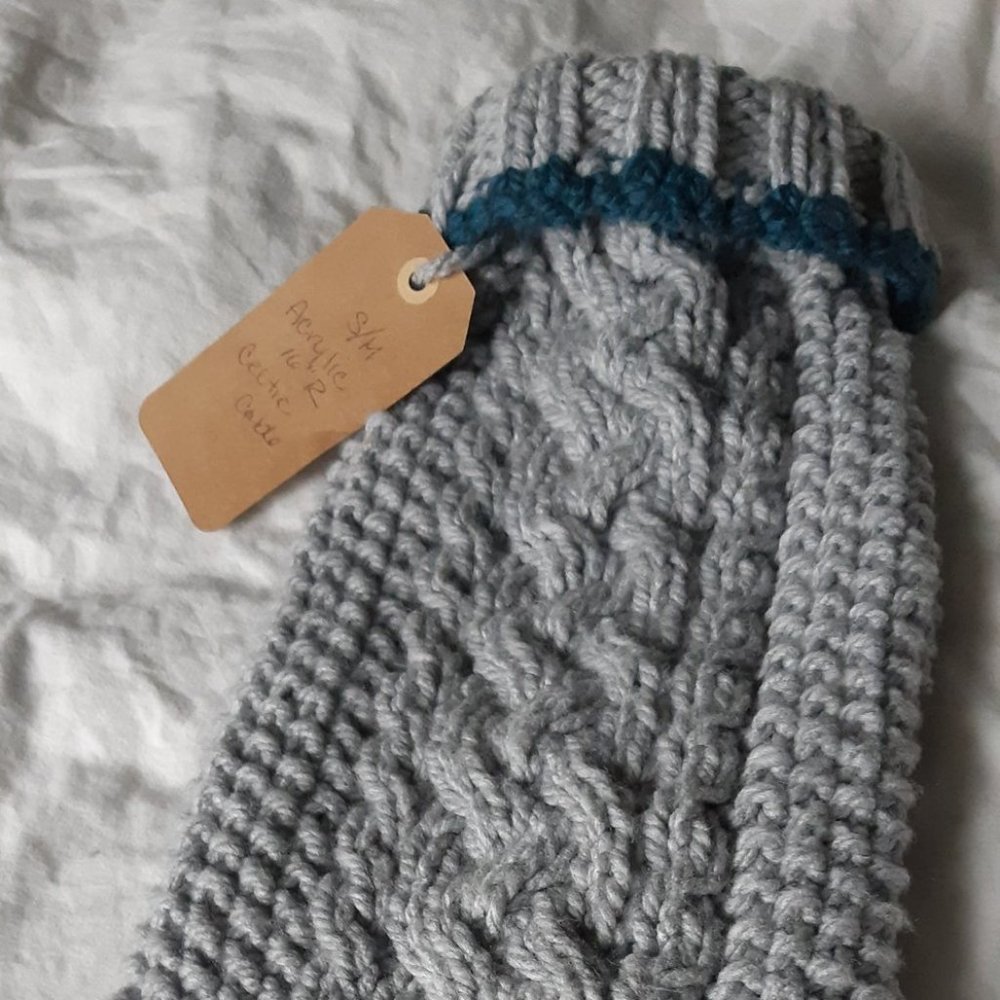 S Double Celtic Knot Cable Knit Dog Sweater